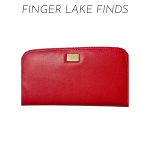 New Liz Claiborne Red Leather Zip Closure Wallet